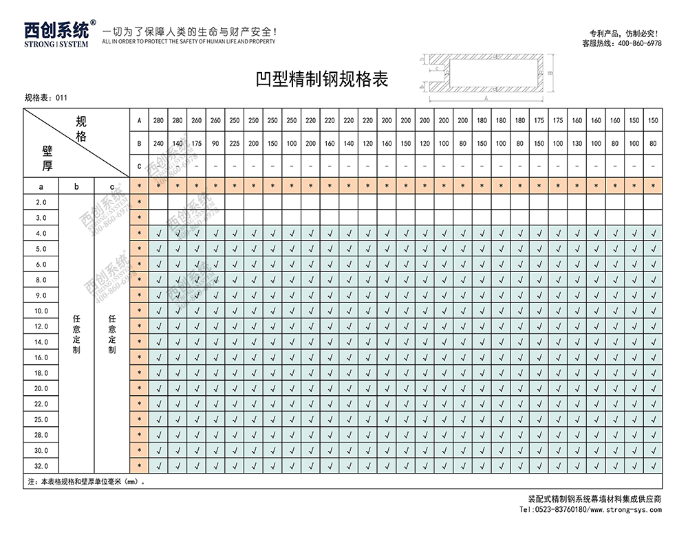 《最新規(guī)格型號(hào)一覽表》西創(chuàng)系統(tǒng)裝配式精制鋼直角方管精致鋼尖角方管（包含高精鋼、精密鋼、精細(xì)鋼）(圖12)