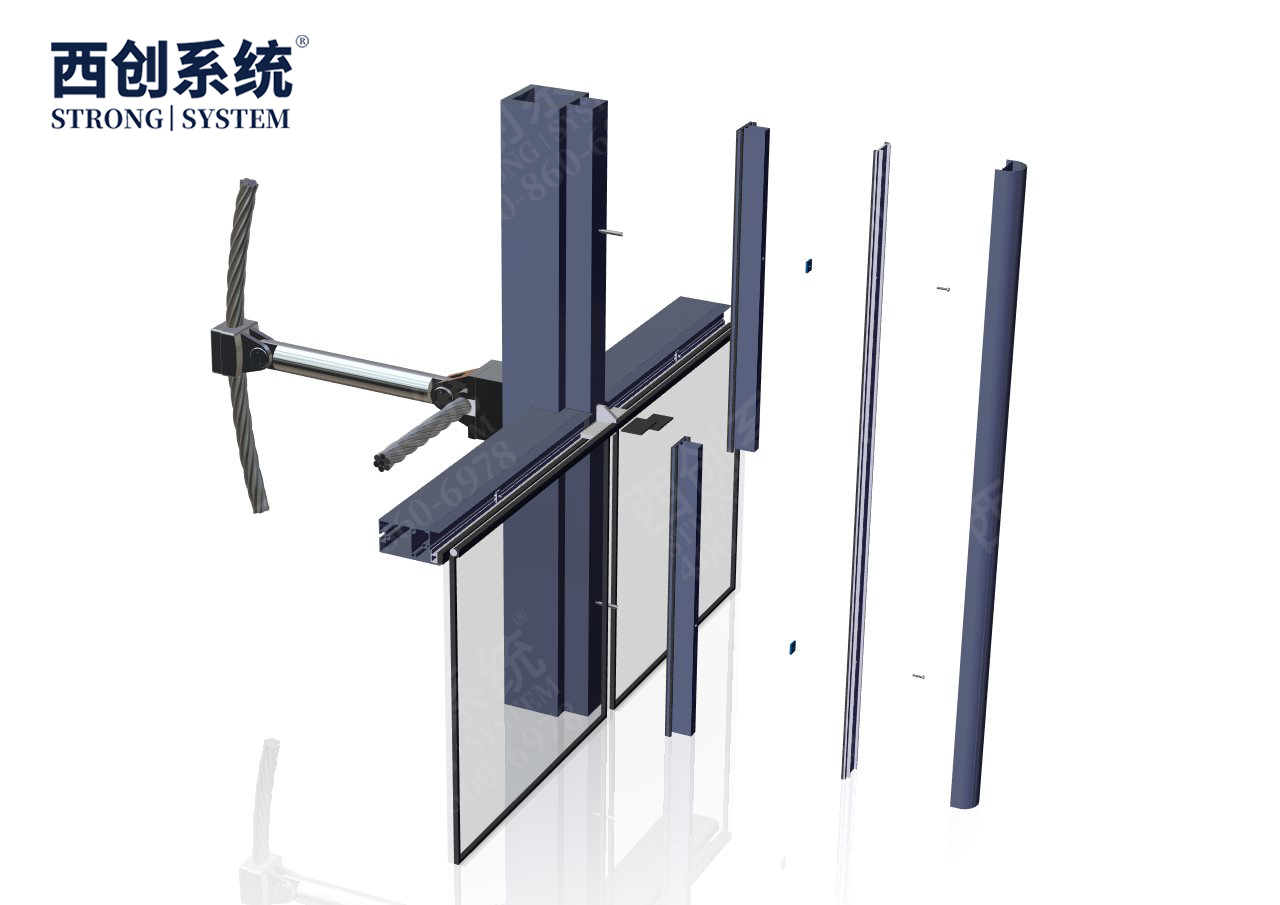 山東·青島上合綜合樓項(xiàng)目凸型精制鋼索桿自平衡玻璃幕墻系統(tǒng)——西創(chuàng)系統(tǒng)(圖10)